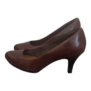 Clarks Artisan Burgundy Leather 3" Heel Pumps Women's Size 7